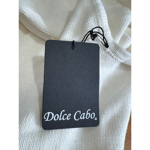 Dolce Cabo Vintage Womens White Knit Cotton V Neck Button Tunic Top Sz M NEW - Picture 6 of 7